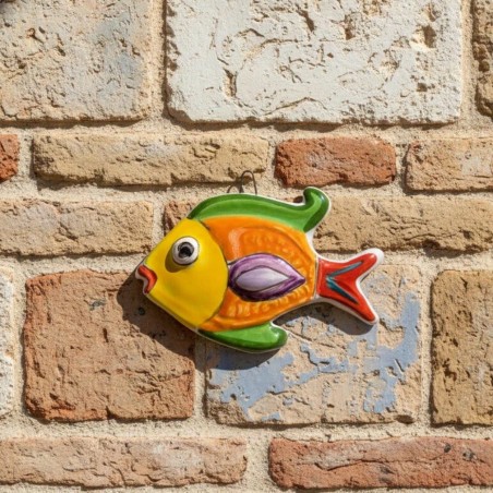 Bas-Relief Fish PER320A-1 De Simone Sicilian Handmade Pottery Bas-Relief Fish PER320A-1 De Simone Sicilian Handmade Pottery